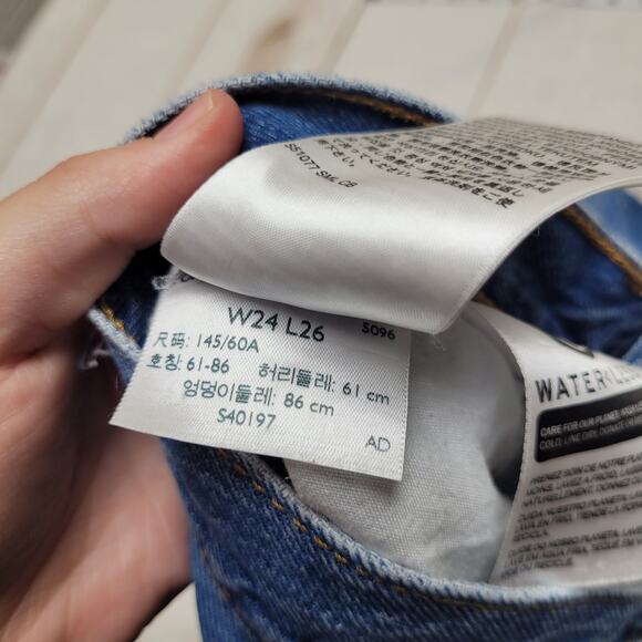 Levis premium wedgie straight jeans button fly raw hem distressed rigid - Picture 10 of 13